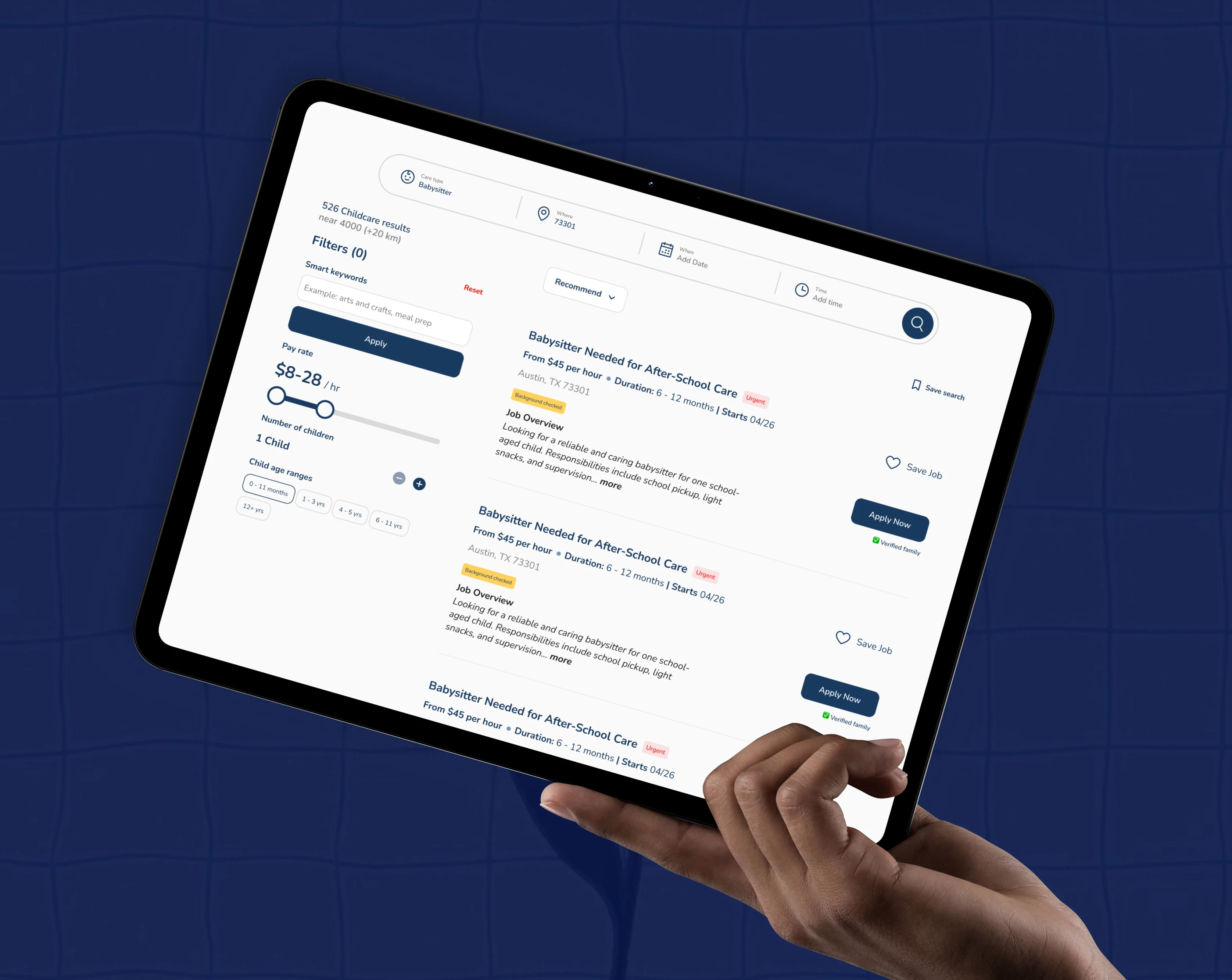 MashCare home care services platform shown on a tablet