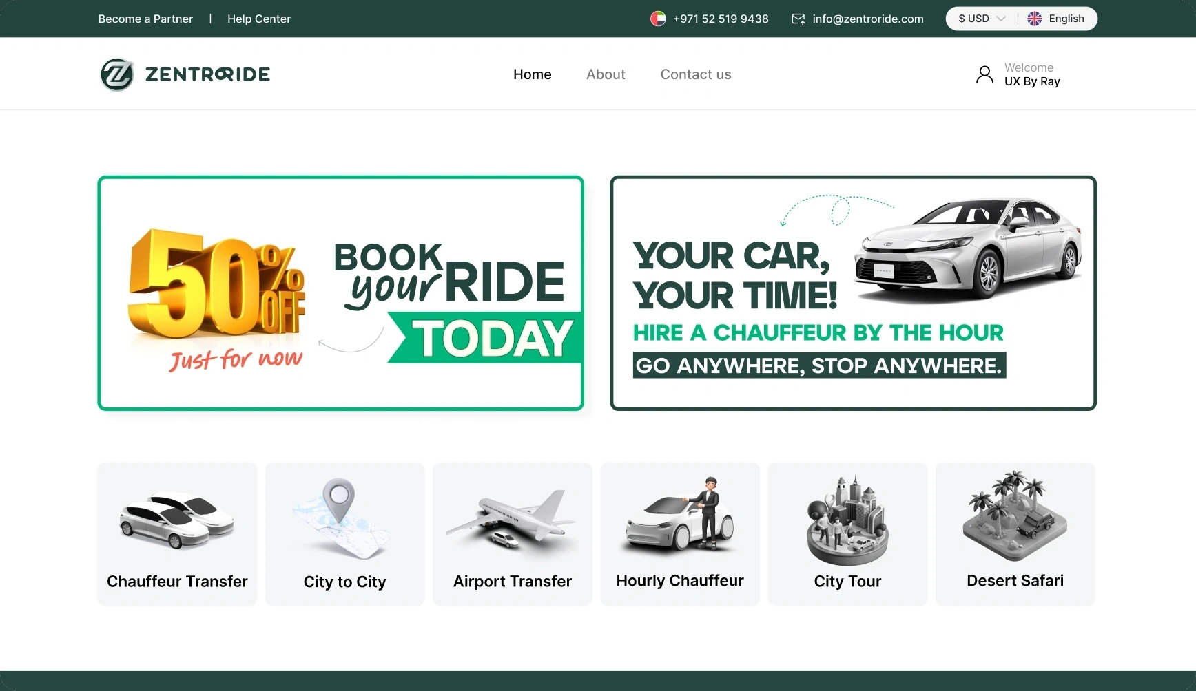 Version A: promotional banners first