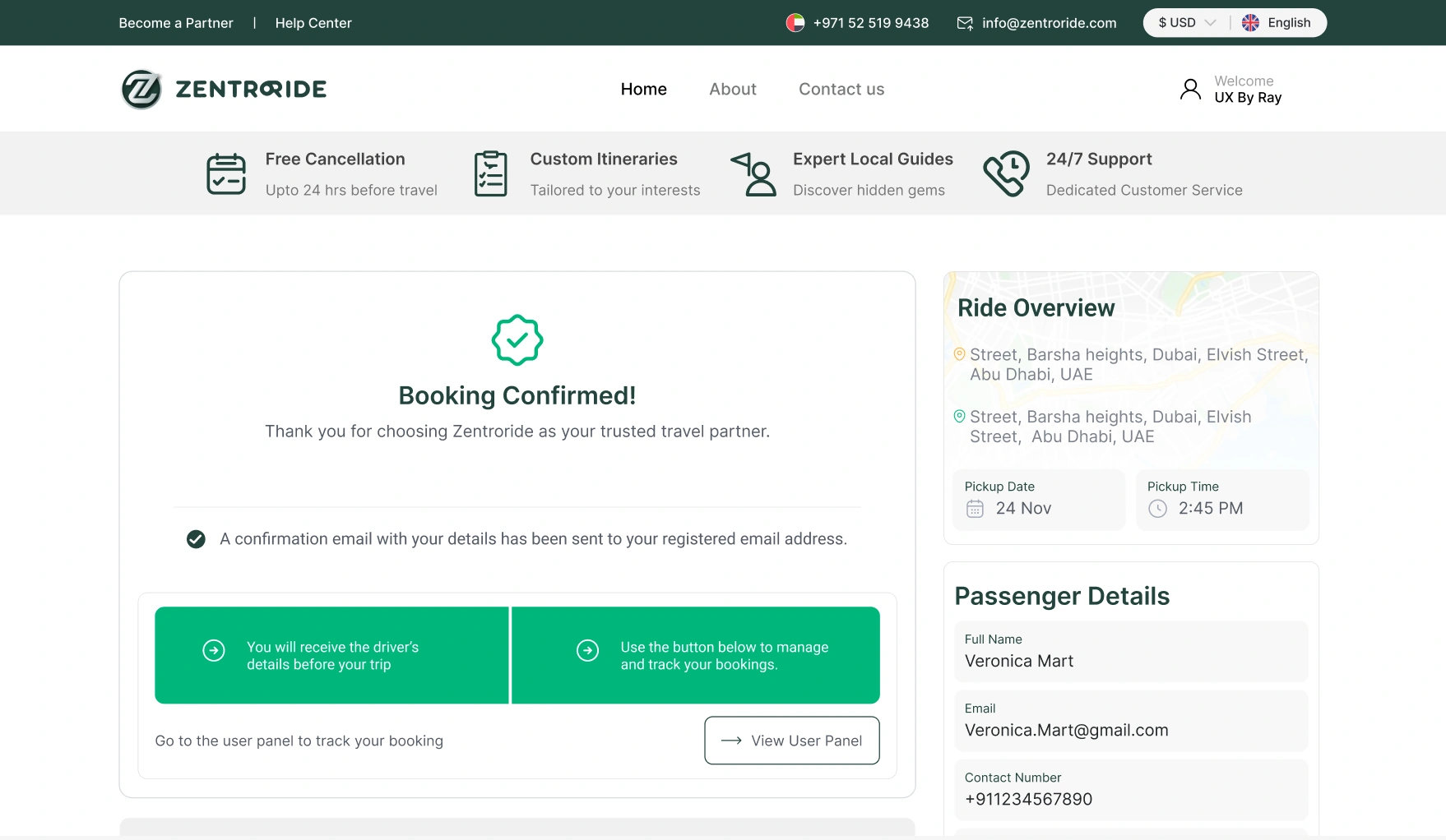 Booking confirmation