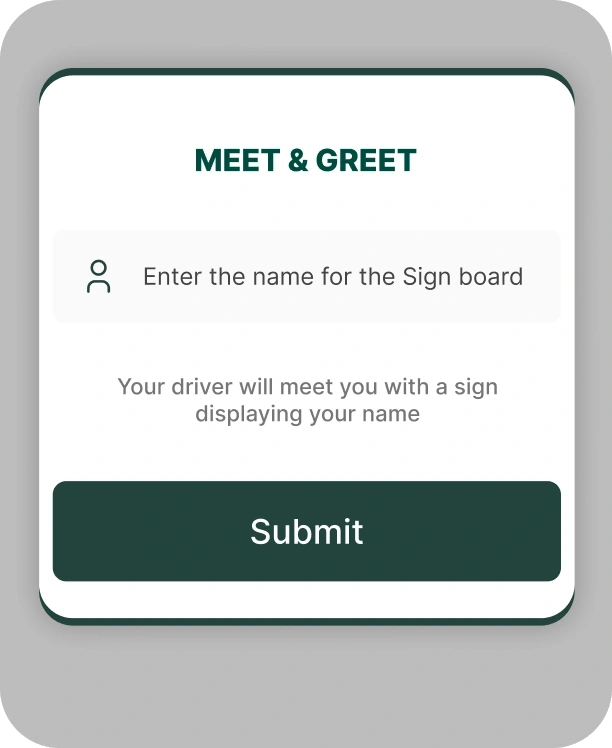 Mobile: meet and greet, enter the name for the sign board